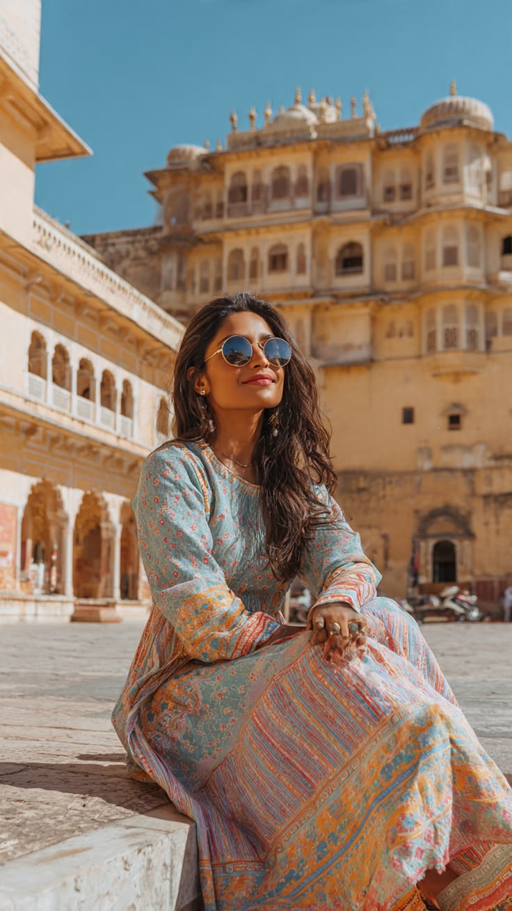 Traveler at Gaitor Cenotaphs, Jaipur